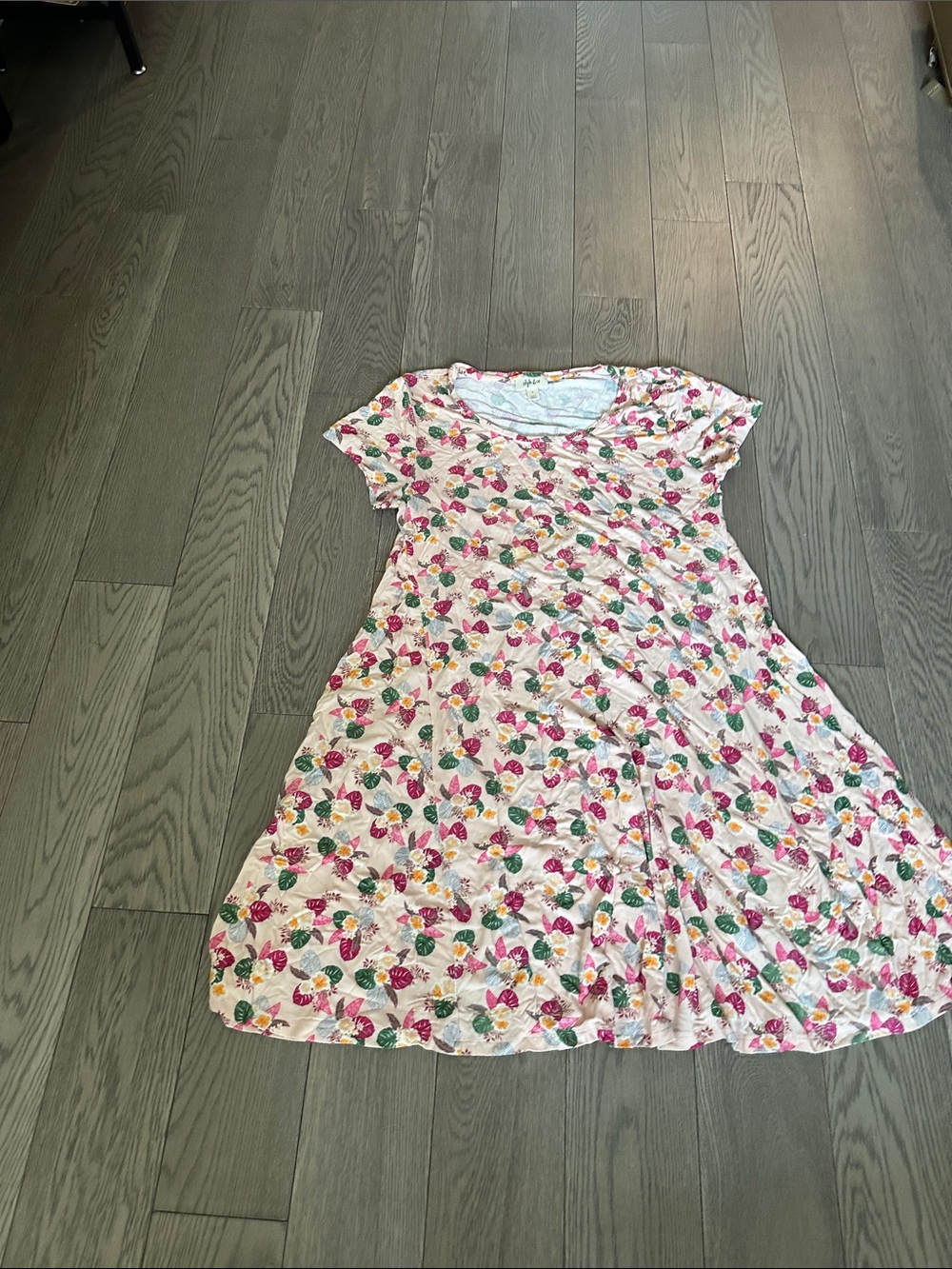 Style & Co. Pink Strawberry-Print Short Sleeve Swing Dress